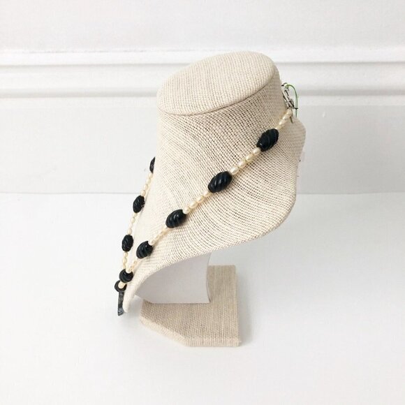 NWT Genuine Geode, Black Onyx & Pearls Beads Beaded Necklace Black White Gray - Picture 5 of 5